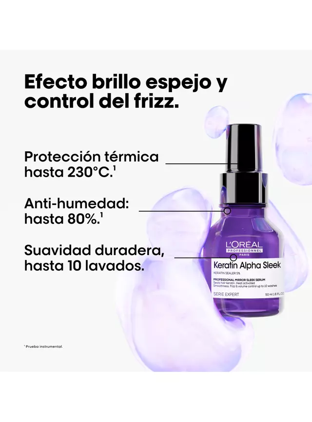 Sérum Anti-frizz 50 ml Keratin Alpha Sleek L'Oreal. - Imagen 2
