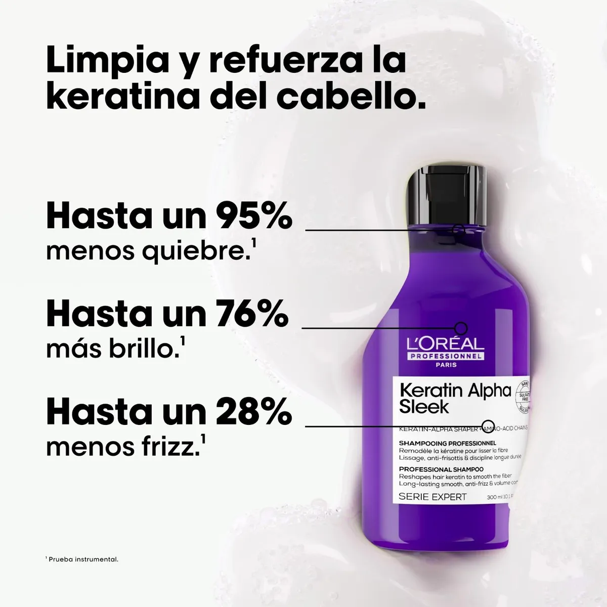 SHAMPOO LORÉAL PROFESSIONNEL KERATIN ALPHA SLEEK 300ML - Imagen 2